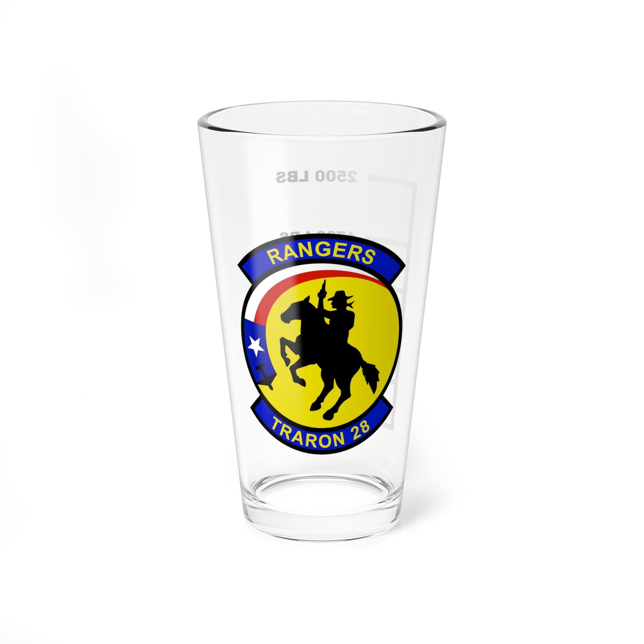 VT-28 "Rangers" Fuel Low Pint Glass Mixing Glass, 16oz, Navy, Marine, Aviator, Aviation, Wings, Veteran, Helicopter, Training