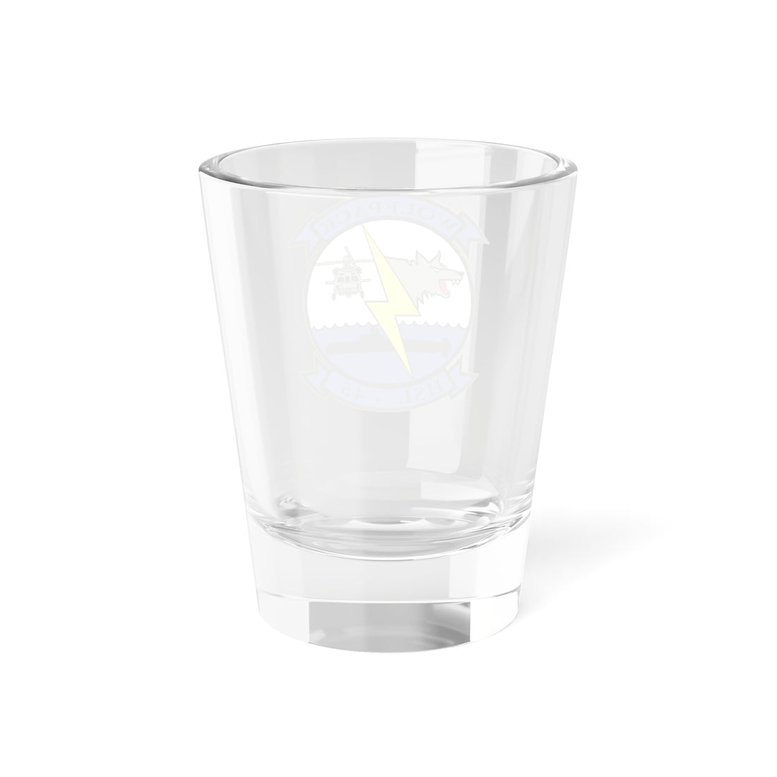 HSL-45 "Wolfpack" Shot Glass, Navy Helicopter Antisubmarine Squadron Light East Coast Training Squadron flying the SH-60B