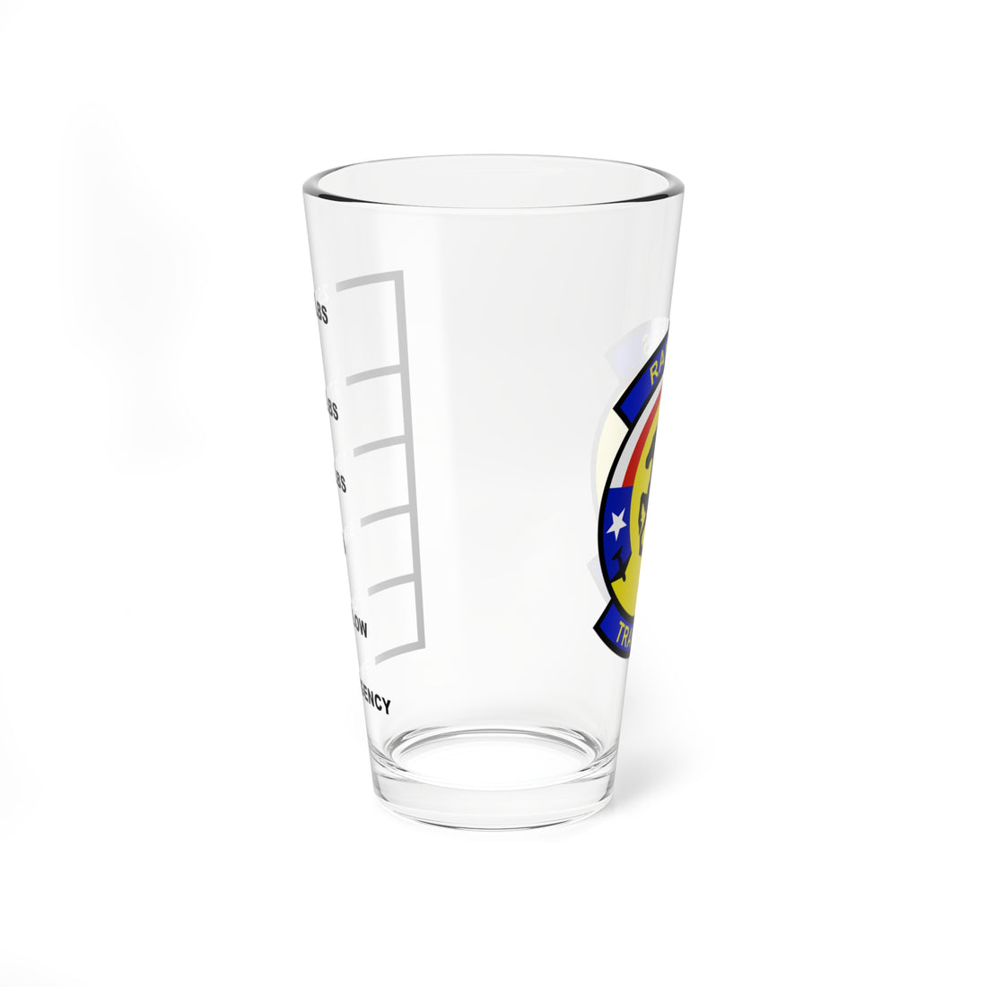 VT-28 "Rangers" Fuel Low Pint Glass Mixing Glass, 16oz, Navy, Marine, Aviator, Aviation, Wings, Veteran, Helicopter, Training