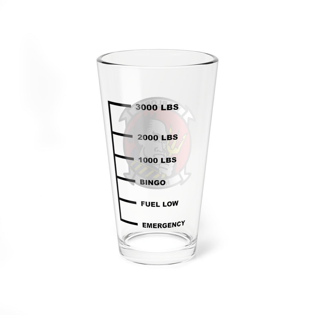 HSM-51 "Warlords" Fuel Low Pint Glass, 16oz, Navy Helicopter Maritime Strike Squadron flying the MH-60R Seahawk