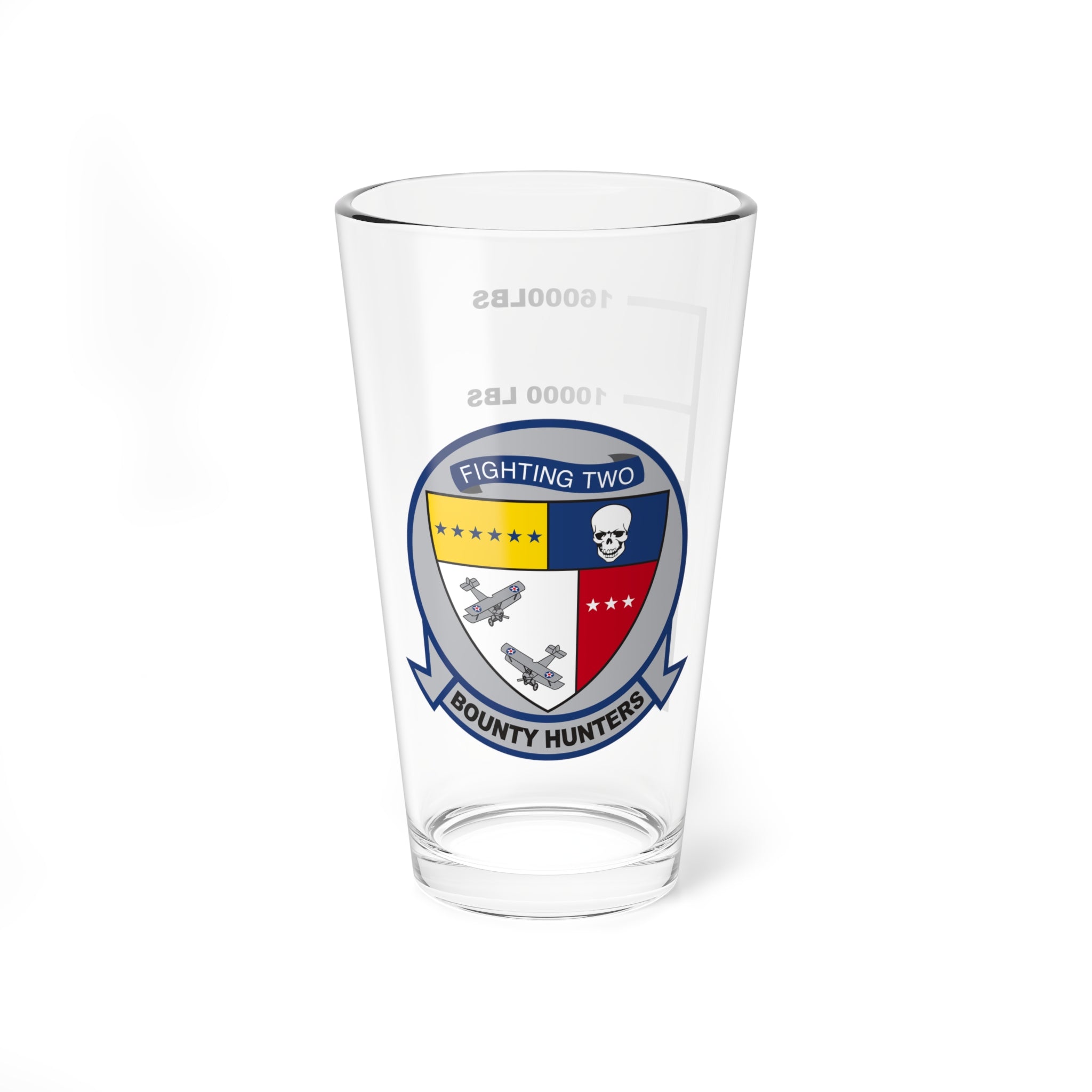 VF-2 "Bounty Hunters" Fuel Low Pint Glass, Navy Strike Fighter Squadron flying the F-14 Tomcat
