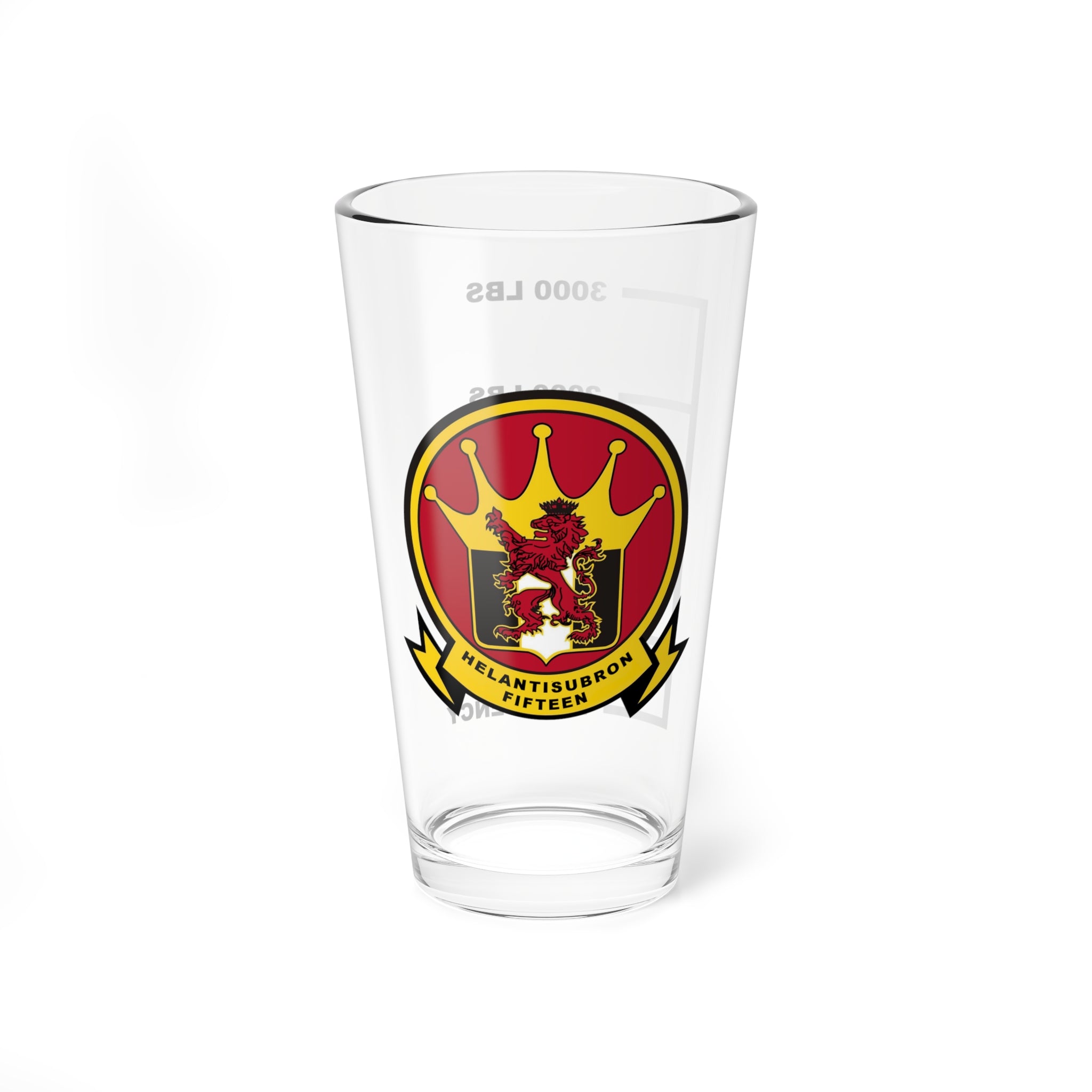 HS-15 "Red Lions" Fuel Low Pint Glass, Navy Helicopter ASW Squadron flying the SH-60F Seahawk