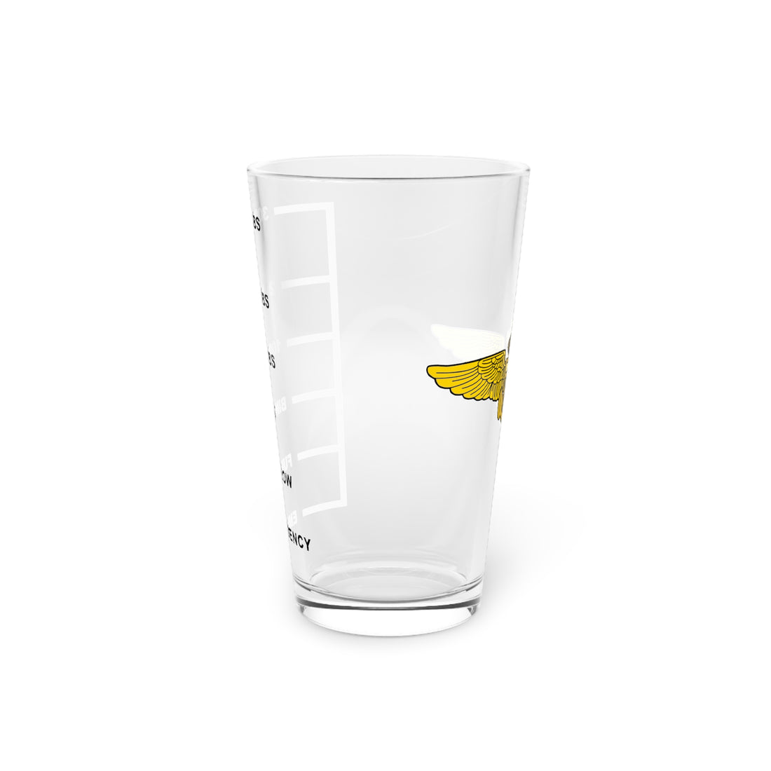 Naval Aviator Wings - Fuel Low Pint Glass, Beer Glass for the Aviator who knows when it is time to Refuel