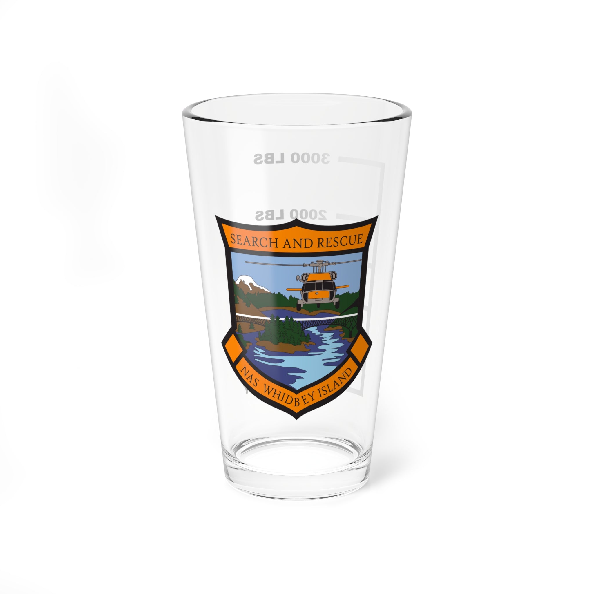 NAS Whidbey Island MH-60 Station SAR Fuel Low Pint Glass, Search and Rescue, Naval Aviation, Wings, Veteran