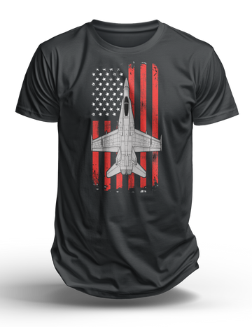 F-18 Hornet Patriotic Flag Tee - US Navy Strike Fighter - Hop Hippy's Goodness